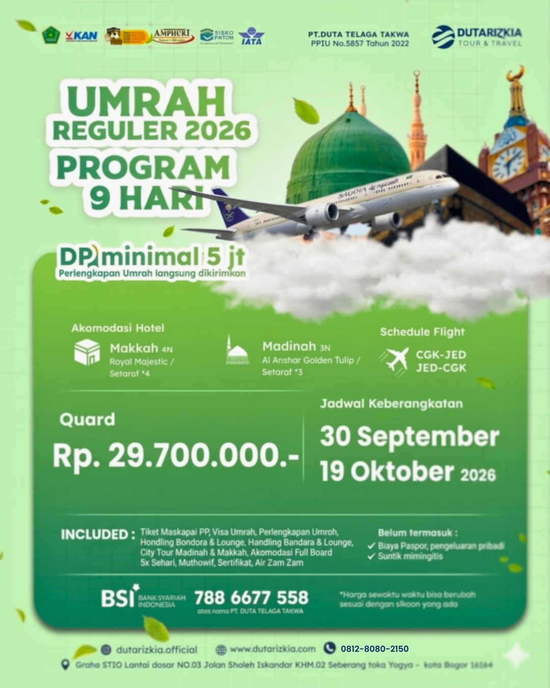 UMROH REGULER 9 HARI PROGRAM MAKKAH DULU BY SAUDIA AIRLINES