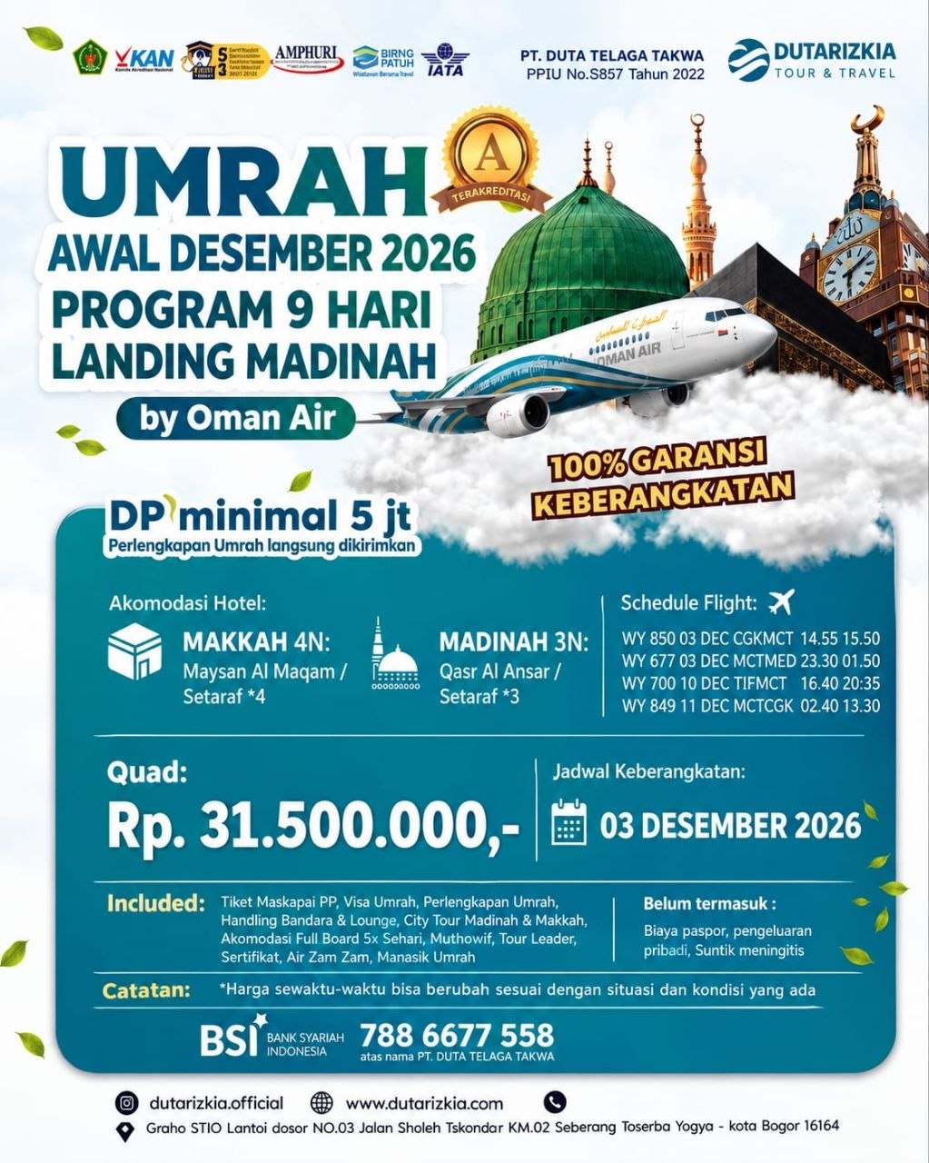 UMRAH AWAL DESEMBER 9 HARI BY OMAN AIR 