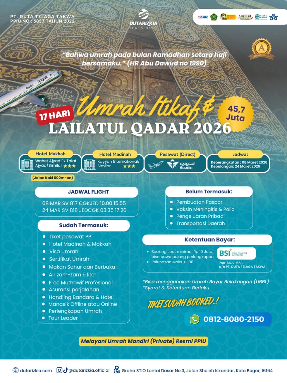 UMRAH LAILATUL QODAR 17 HARI BY SAUDIA AIRLINES